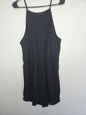 Shein Curve Spagetthi Strap Black Romper With Ruffle Hem, Size 2XL